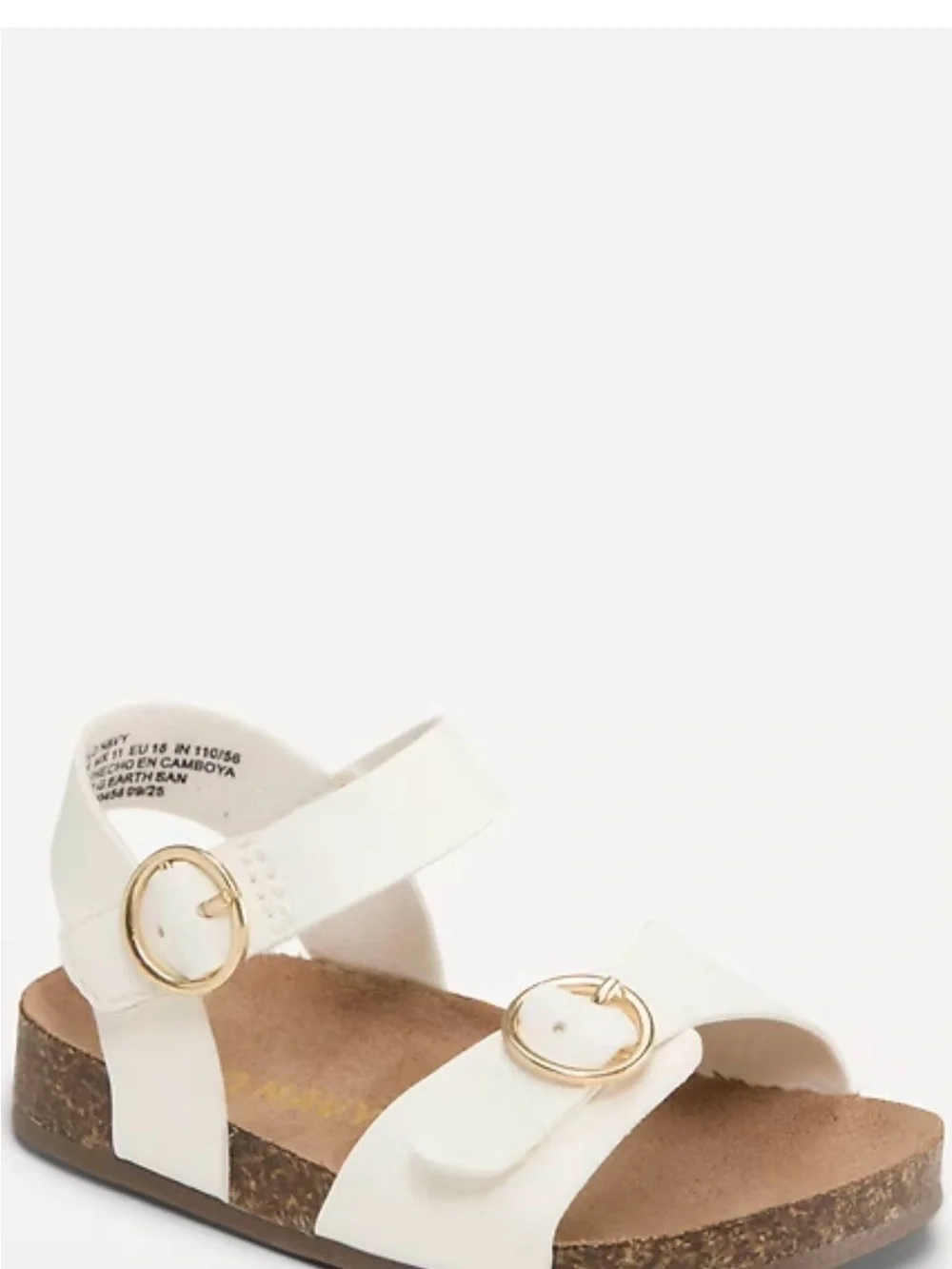 Old Navy White Cork Footbed Kids Sandals with Gold Accent Size 12-18M